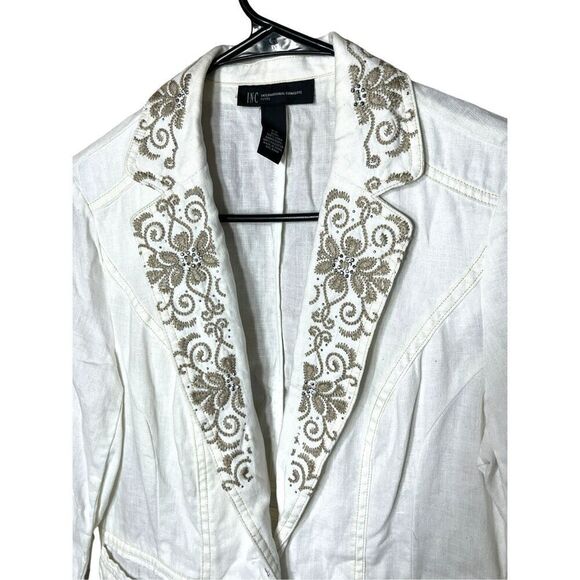 INC International Concepts Blazer Women’s White Linen Embroidery 2P - Picture 2 of 8